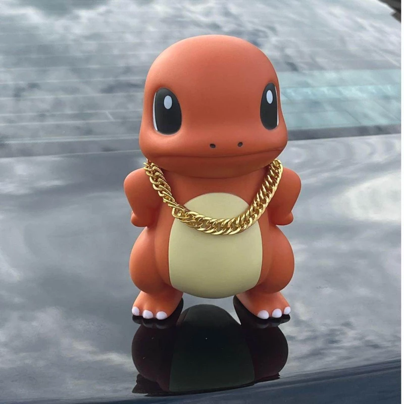 Charmander Car Decor Figurine - ABS Plastic Ornament with Removable Accessories