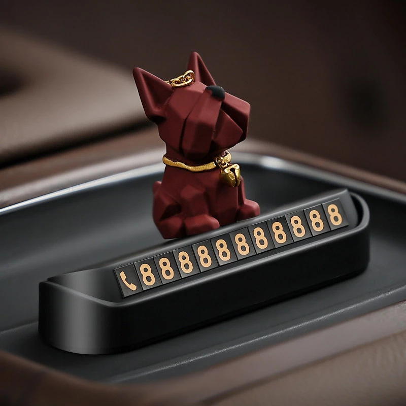 Geometric Bulldog Car Parking Sign - ABS Plastic Decorative Phone Number Organizer