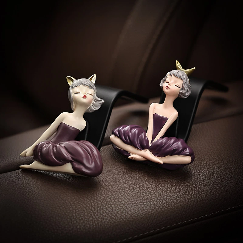 Elegant Lady Figurine Car Decor - 2-Pack ABS Plastic Interior Ornaments