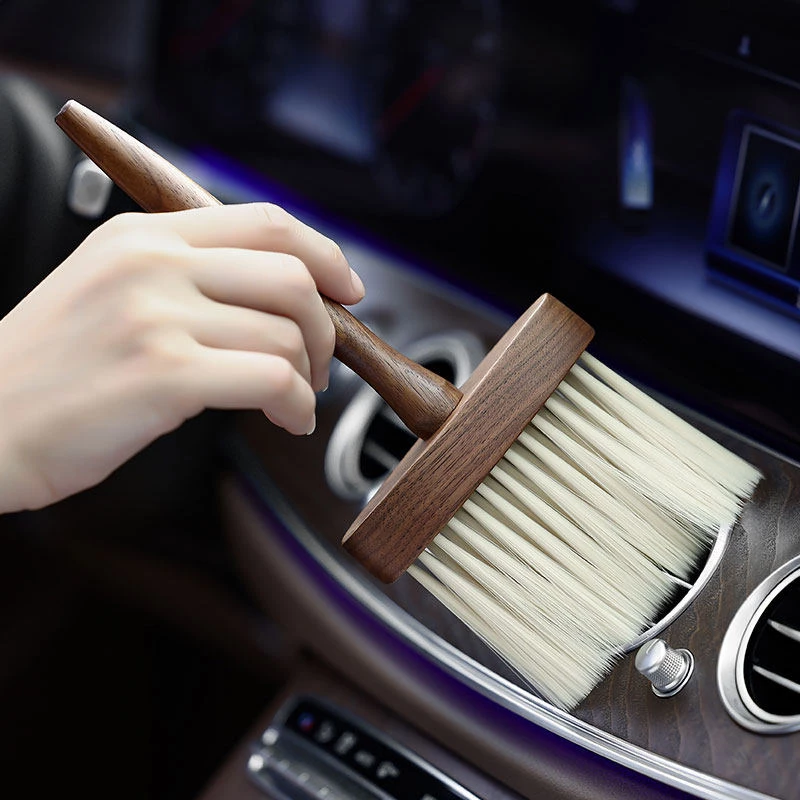 Wooden Handle Car Dust Brush - Soft Bristle Vehicle Interior Cleaning Tool