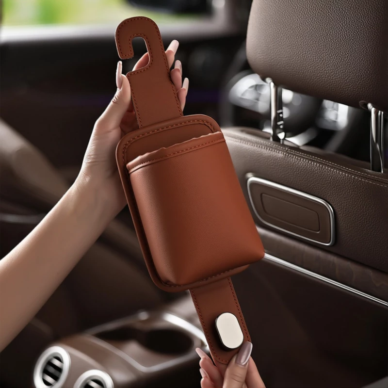 Car Seat Back Cup Holder - Leatherette Vehicle Organizer for Drinks & Small Items