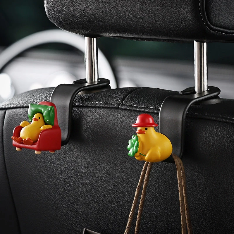 Cute Duck Car Seat Back Hooks - ABS Plastic Vehicle Organizer Accessories (2-Pack)
