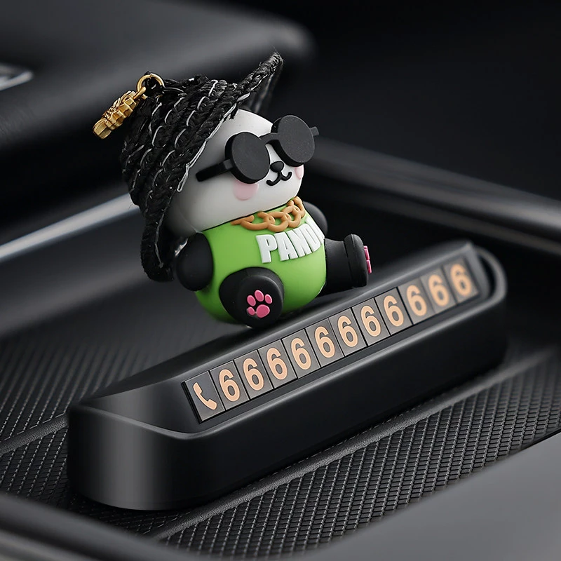 Stylish Panda Car Temporary Parking Sign - ABS Plastic Decorative Vehicle Phone Number Holder