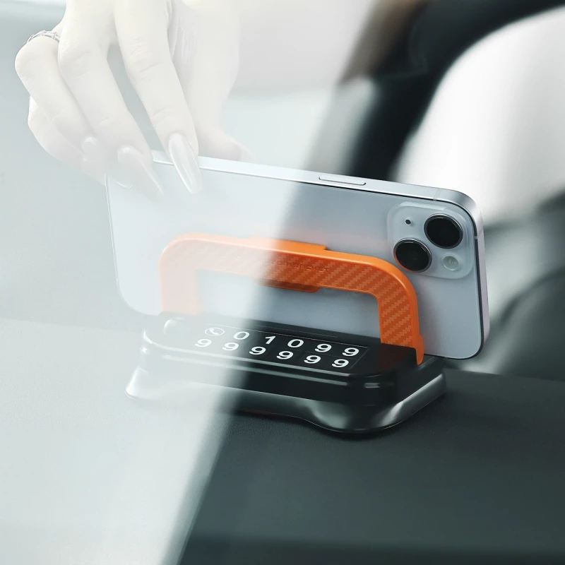 Racing-Style Car Dashboard Phone Holder - ABS Plastic Vehicle Mount with Adjustable Clamp