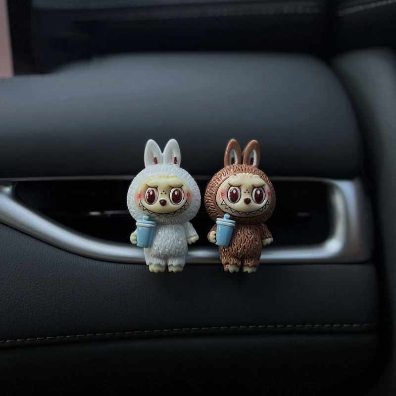 Cute Bunny Figurine Car Air Vent Clips (2-Pack) – Resin Material, Vehicle Interior Decor Accessories