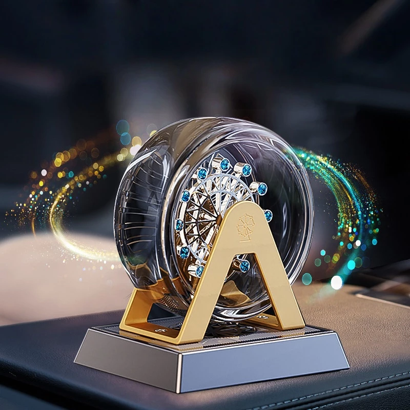 Ferris Wheel Car Dashboard Ornament - Acrylic & Electroplated Alloy Decor with Artificial Rhinestones