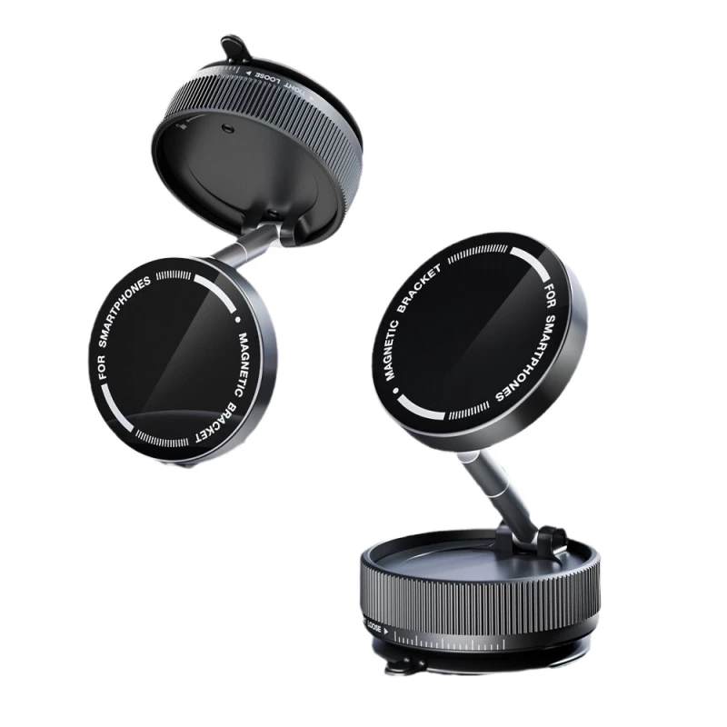 Car Magnetic Phone Holder - Vacuum Suction Dashboard Mount (Alloy & ABS Plastic)