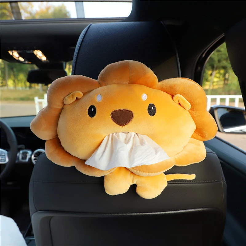 Cute Lion Plush Car Seat Back Tissue Holder