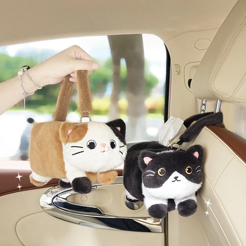 Siamese Cat Plush Car Multi-Position Tissue Holder