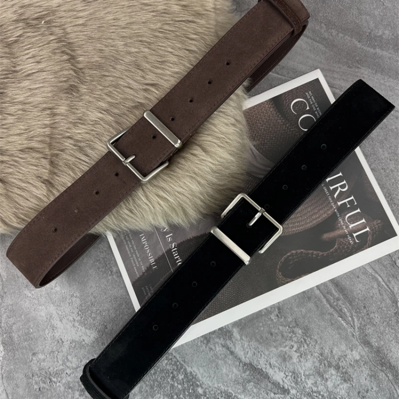 Women's Fashion Wide Fabric Belt with Alloy Buckle