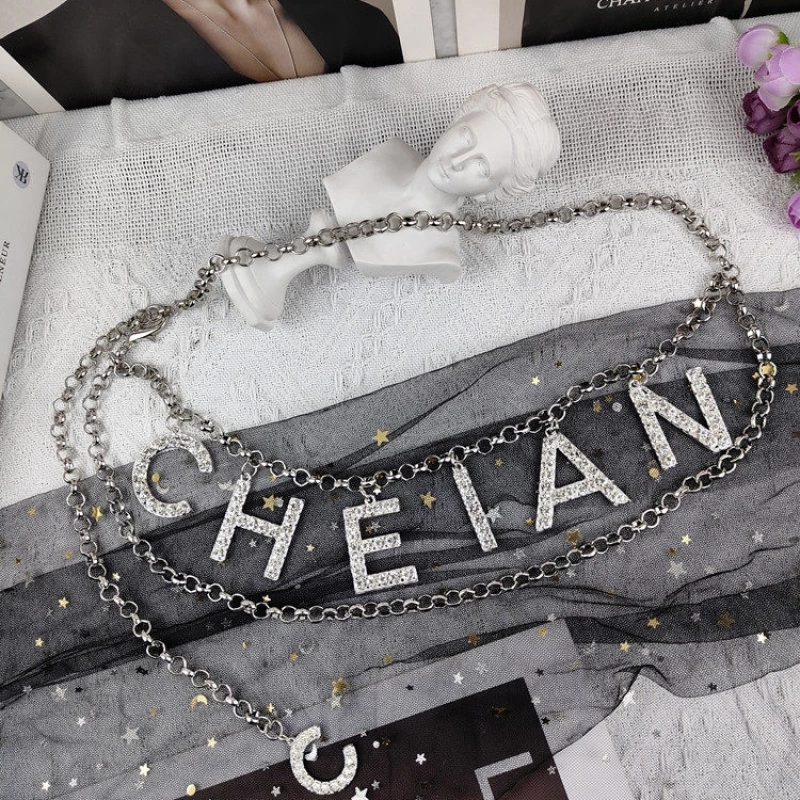 Women's Fashion Chain Accent Belt with Leather Strap