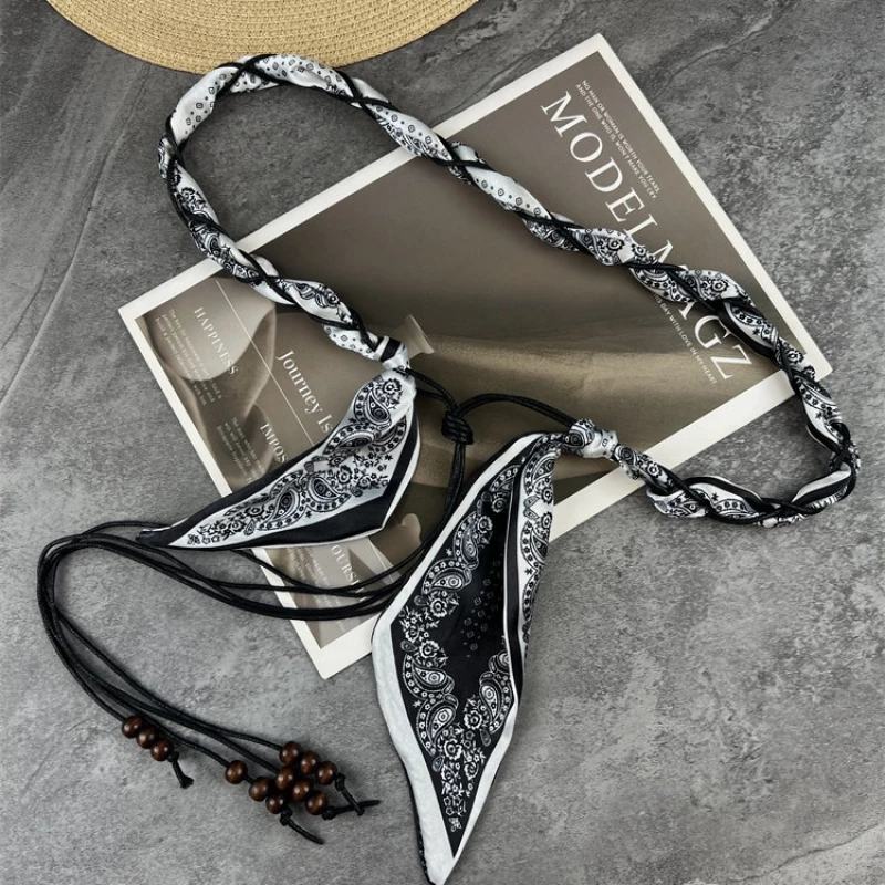 Women's Fashion Alloy Chain Belt with Bandana Scarf Accents