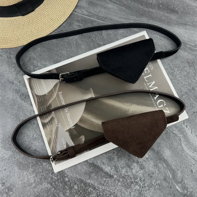 Women's Fashion Suede Belt with Attached Mini Pouch
