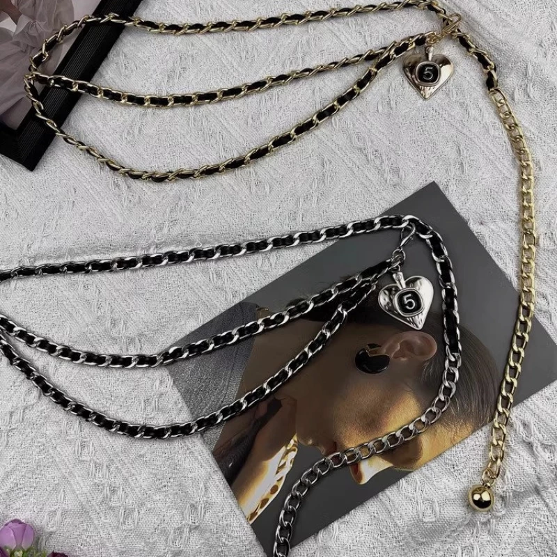 Women's Fashion Two-Tone Layered Chain Belt