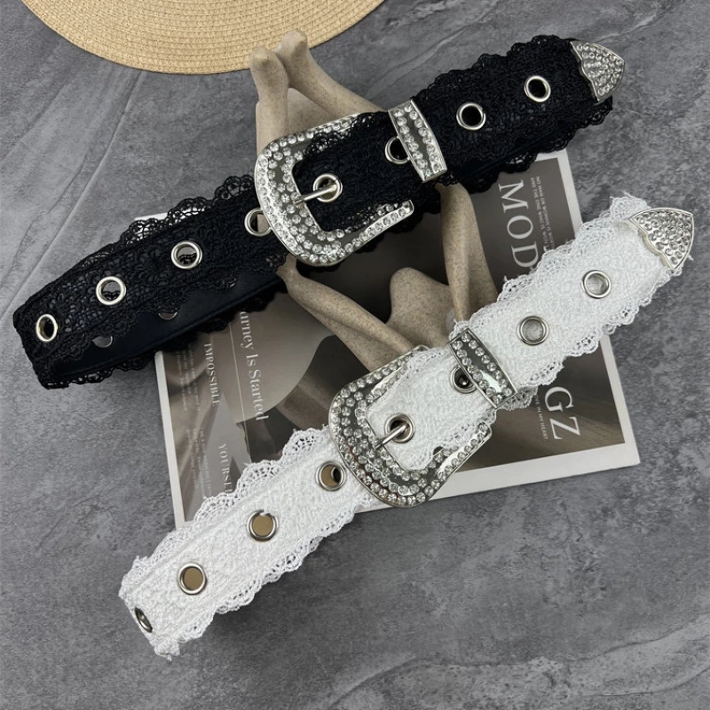 Women's Fashion Wide Black Fabric Belt with Silver-Tone Western Buckle