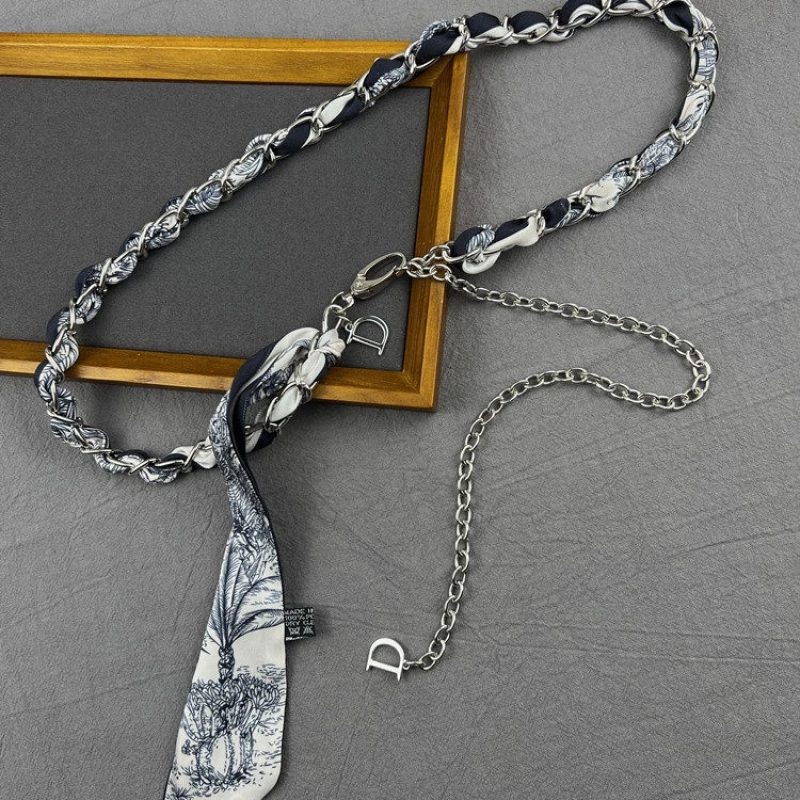 Women's Fashion Chain & Scarf Belt with Tropical Print