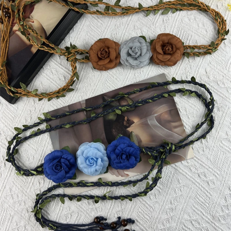 Women's Fashion Floral Braided Fabric Belt