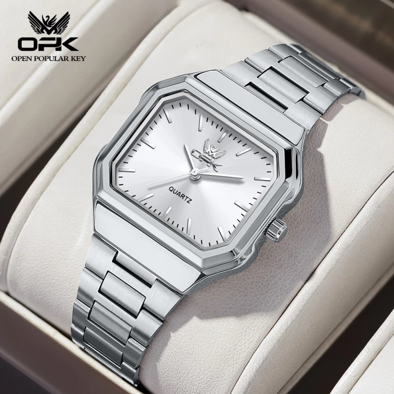 OPK Unisex Fashion Quartz Watch with Silver-Toned Alloy Case and Link Strap