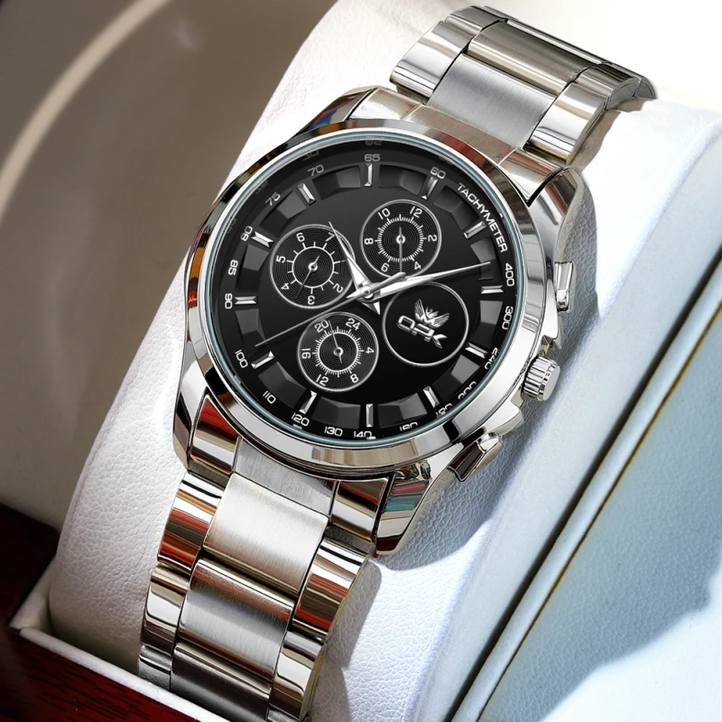 OPK Men's Fashion Quartz Watch with Silver-Toned Alloy Case and Link Strap