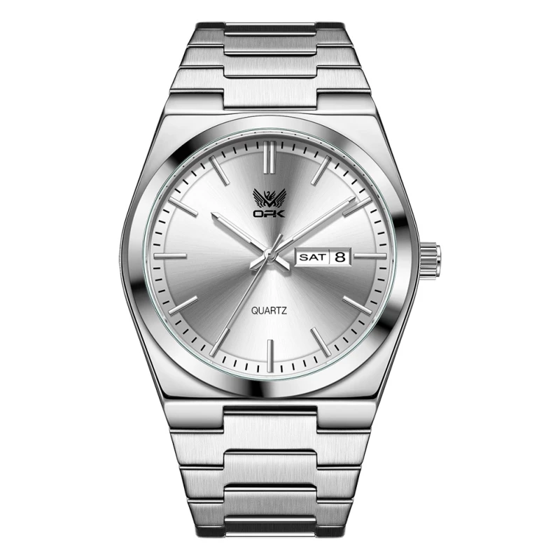 OPK Men's Fashion Quartz Watch with Silver-Toned Alloy Case and Link Strap