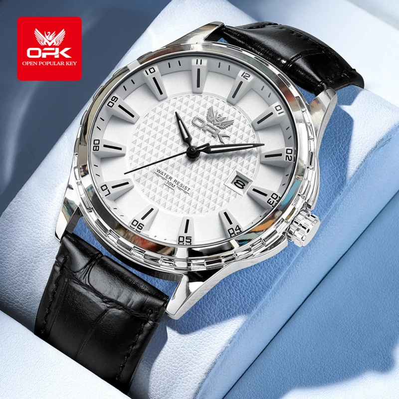 OPK Men's Analog Fashion Watch with Leather Strap