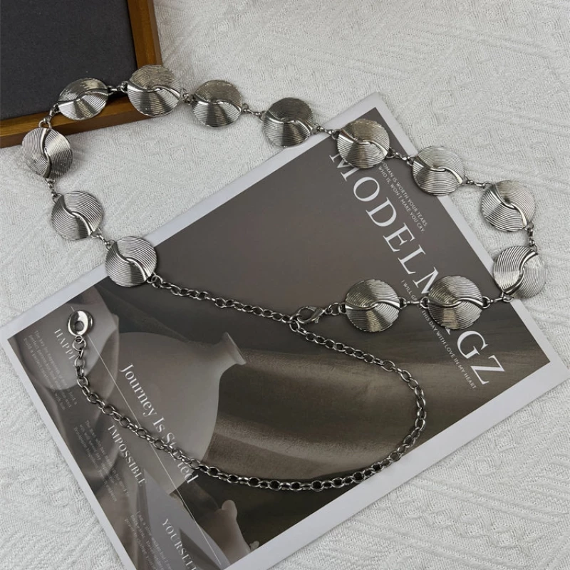 Women's Flat Disc Chain Belt with Extender Drop