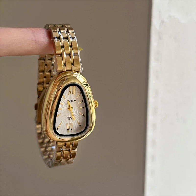 BARSH Unisex Gold-Tone Alloy Quartz Watch with Tonneau Sunray Dial and Link Bracelet