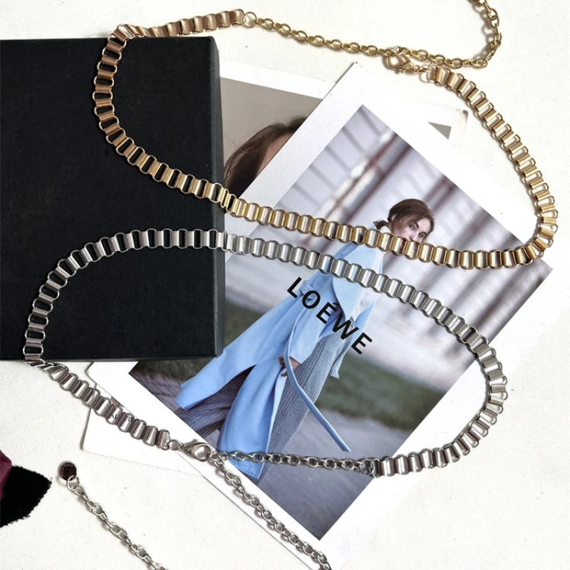 Women's Ribbed Link Chain Belt