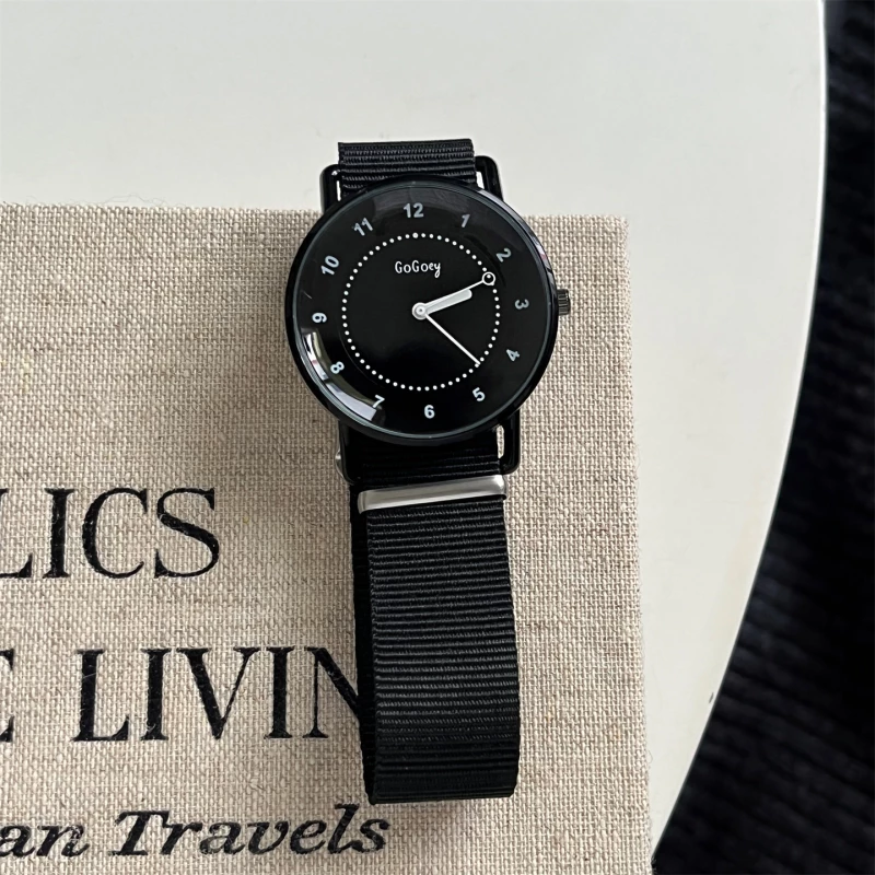 GoGoey Round Dial Fashion Watch with Black Nylon Strap