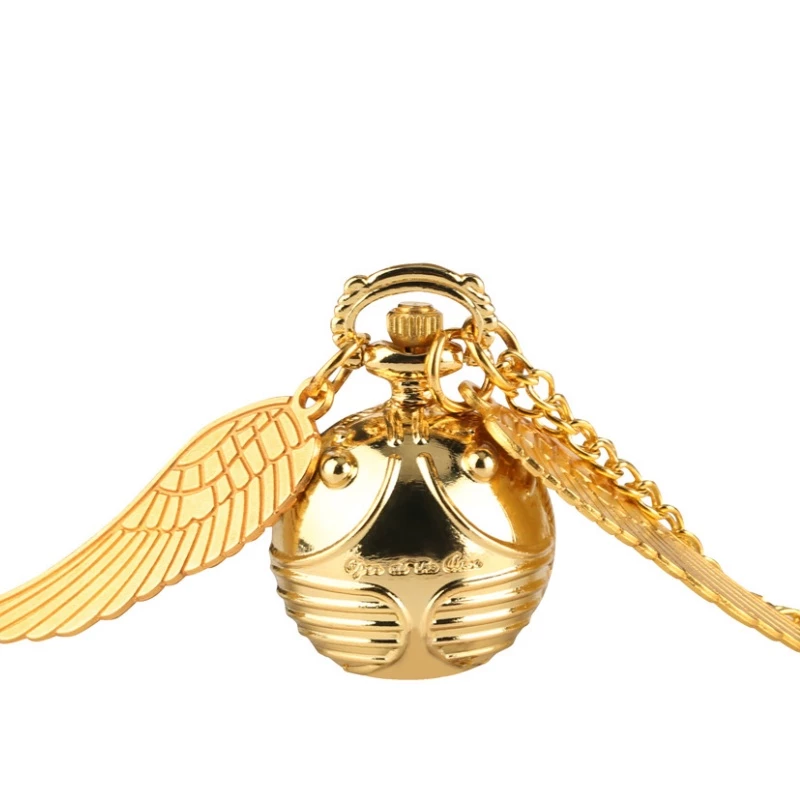 Golden Winged Ball Pocket Watch with Chain