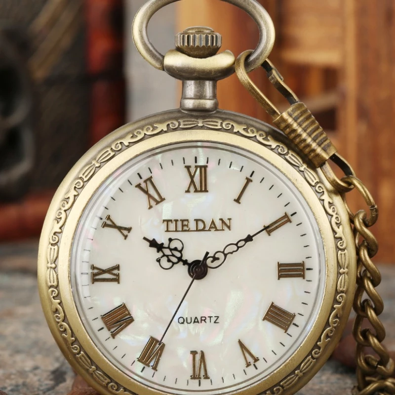 Vintage Bronze Tiedan Pocket Watch with Chain