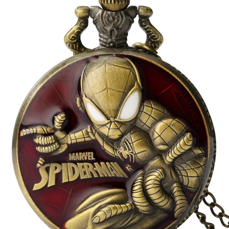 Antique Bronze-tone Marvel Spider-Man Embossed Pocket Watch