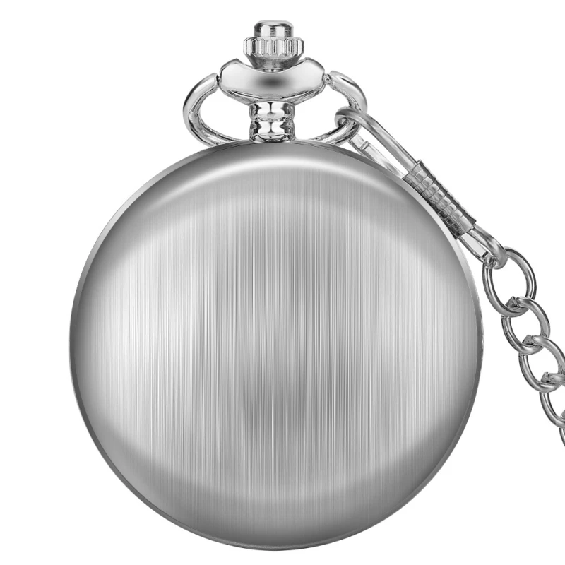 Silver-Tone Brushed Finish Pocket Watch with Chain