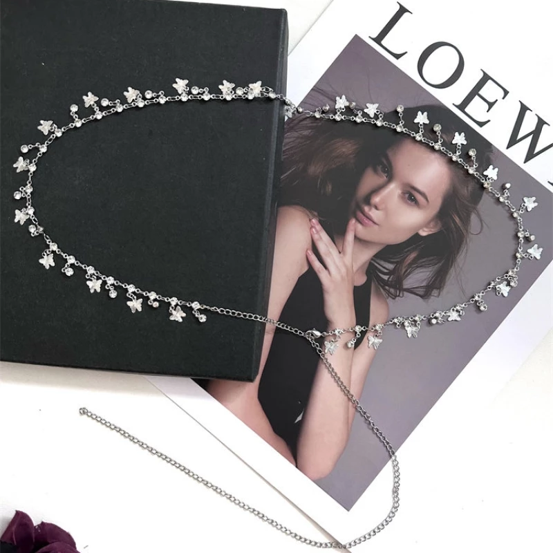 Women's Crystal Butterfly Chain Belt