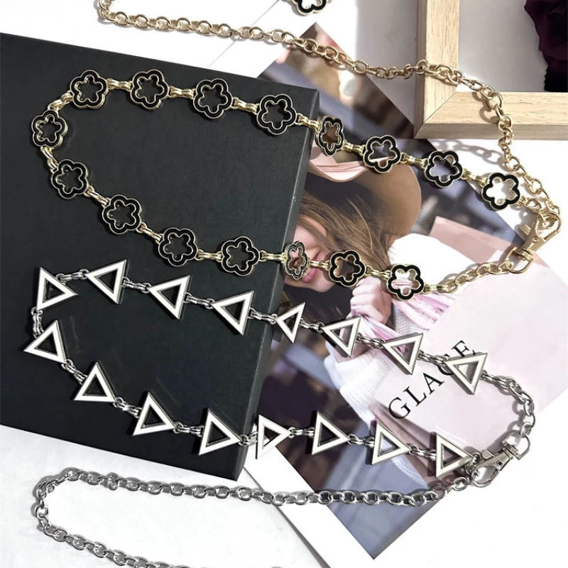 Women's Geometric Triangle Link Chain Belt