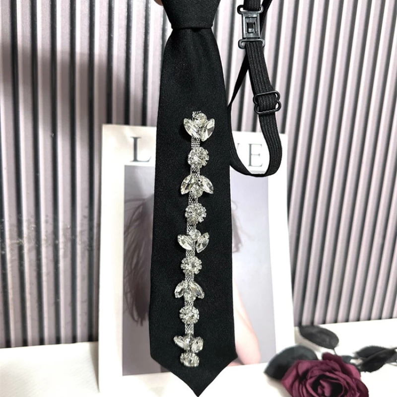 Women's Rhinestone-Embellished Fabric Tie