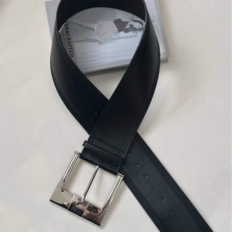 Wide Leatherette Fashion Waist Belt with Alloy Buckle