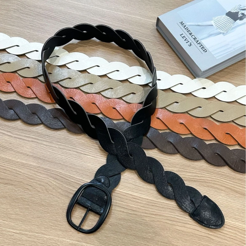 Braided Leatherette Fashion Waist Belt with O-Ring Buckle