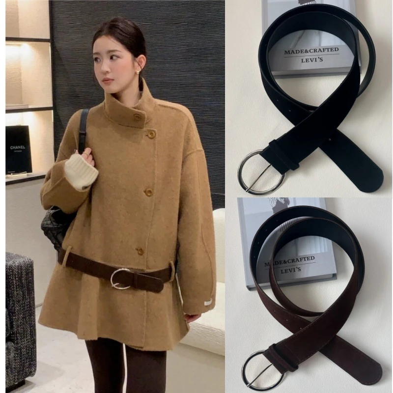 O-Ring Buckle Suede-Like Fashion Waist Belt