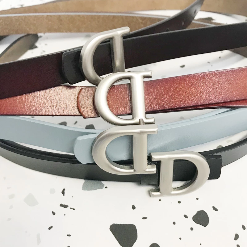 Slim Leatherette Fashion Waist Belt with Letter Alloy Buckle