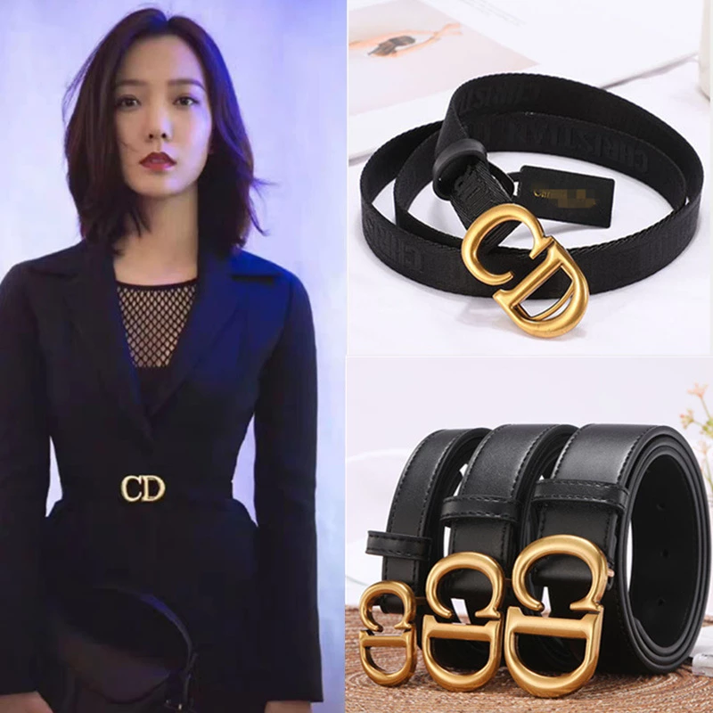 Letter Buckle Woven Fabric Fashion Waist Belt