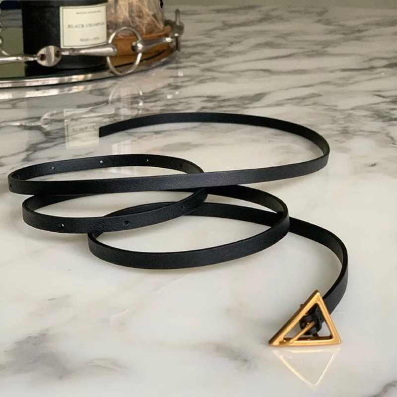 Slim Triangle Buckle Leatherette Fashion Waist Belt