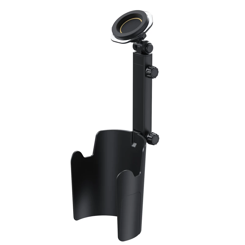 Car Cup Holder Expander with Magnetic Phone Mount | Adjustable & 360° Rotatable | Universal Fit for Drinks & Smartphones