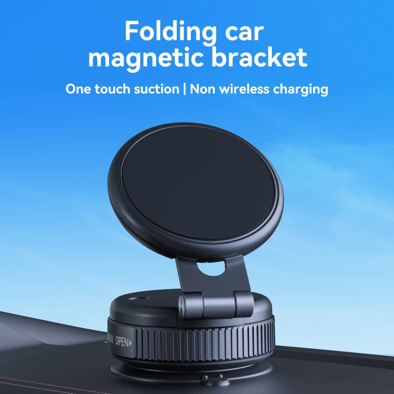 Car Dashboard Foldable Magnetic Phone Holder | One-Touch Suction & 360° Rotatable | Universal Fit for Smartphones (Non-Wireless Charging)