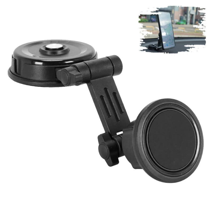 Magnetic Car Suction Cup Phone Mount - Adjustable Foldable Windshield & Dashboard Holder for Safe Driving