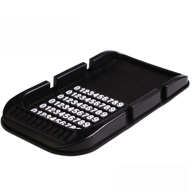 2-in-1 Car Dashboard Non-Slip Mat & Double Parking Number Plate - 17×9cm Anti-Slip Pad for Phones & Small Items